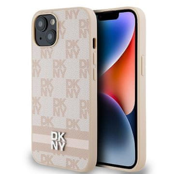 DKNY Usnjen ovitek dkny za iPhone 15 Plus z roza vzorci