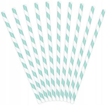 Papirnate slamice Stripes, modre, 19,5 cm, 1 paket