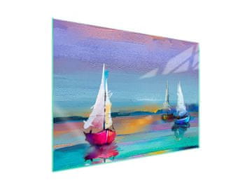 shumee Steklena zaščitna plošča za štedilnik 70x52 Boats