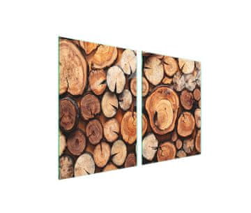shumee Steklena zaščitna plošča za štedilnik 2x45x52 Les