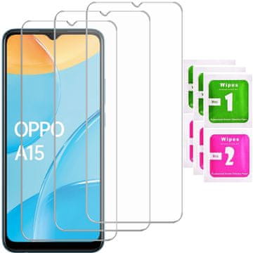 shumee 3x kaljeno steklo ZA OPPO A15 steklo 9H | 3-PAKET