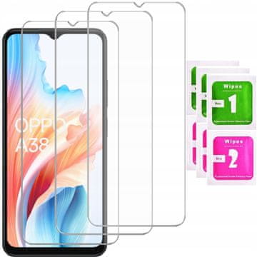 shumee 3x kaljeno steklo ZA OPPO A38 steklo 9H | 3-PAKET