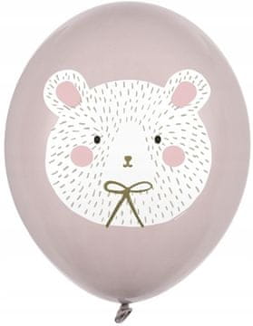 PartyDeco 30 cm baloni, polarni medved, pastelno toplo sivi