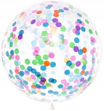 Velik balon z okroglimi konfeti, 1 m, mix, 1 kos.