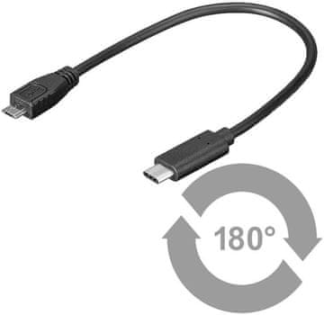 shumee USB 3.1 Micro-USB B/USB-C kabel 0,2 m črne barve