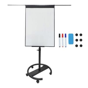 Northix Bela tabla za flipchart, magnetna, 100x70 cm, mobilno stojalo
