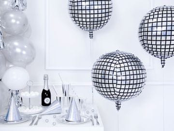 PartyDeco Folija balon z motivom disko krogle 40 cm 1 kos.