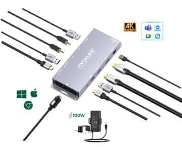 Vivolink VLUSBCHUB3 USB-C HUB z dvojnim HDMI-ja