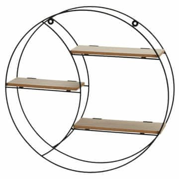shumee Črna okrogla kovinska MDF stenska polica 44 cm