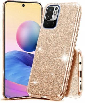 shumee Bleščeč ovitek za xiaomi redmi note 10 5G zlat + 9H steklo