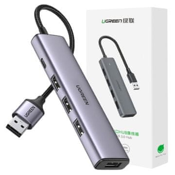 Ugreen Ugreen USB HUB razdelilnik - 4x USB 3.0 siv (CM473 20805)