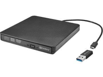 Sandberg Zunanji DVD pogon Sandberg Black Super Multi DL z USB-C/A