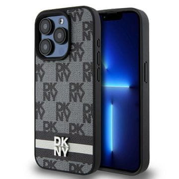 DKNY Usnjen ovitek za iPhone 15 Pro dkny z vzorcem, črne barve
