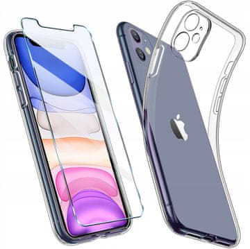 shumee Ovitek za Apple iPhone 11, prozoren, ultra tanek + steklo