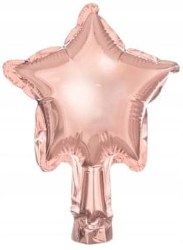 Folija baloni z zvezdami, 12 cm, rožnato zlata, 25 kosov.