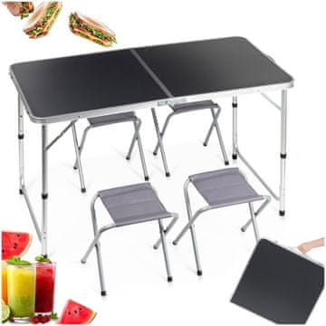 Artemis Zložljiva kamping miza, raztegljiva vrtna miza + 4 stoli