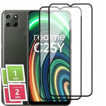 shumee 2x kaljeno steklo ZA realme C25Y celozaslonski 5D steklo