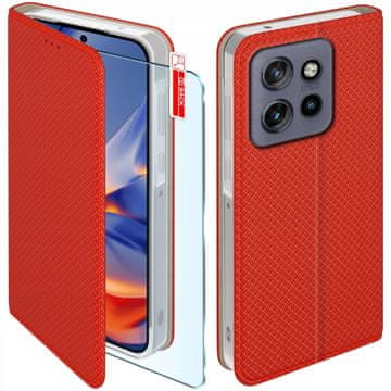 shumee Ovitek za Motorola edge 50 Neo z zaklepom, rdeč + steklo