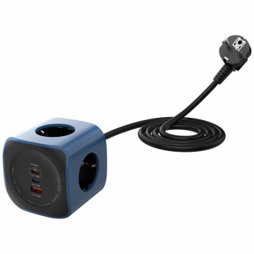 shumee Cellline vtičnica Cube 6-v-1 2500W USB/2xUSB-C 65W modra