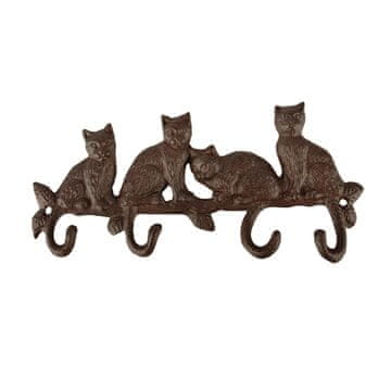 Esschert Design Litoželezni obešalnik za plašče z vintage mačkami 29 cm