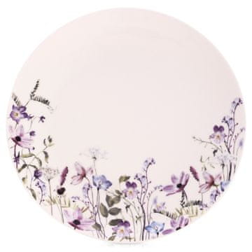 Artemis Velik ploščat krožnik za večerjo, porcelan, rože, 24 cm