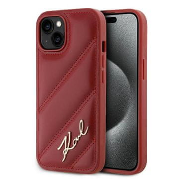 Karl Lagerfeld Ovitek Karl Lagerfeld Diagonal Quilted Red za iPhone 15
