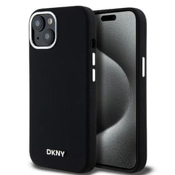 DKNY Silikonski ovitek DKNY MagSafe za iPhone 15, črne barve
