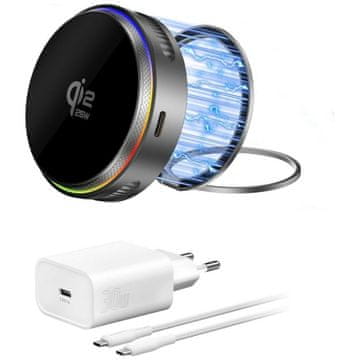 4smarts 4smarts 25W Qi2 25 MagSafe RGB siv induktivni polnilnik