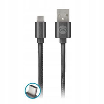 shumee Usnjen USB kabel Forever - USB 3.1 tip C 1 m črne barve