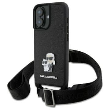 Karl Lagerfeld Ovitek Karl Lagerfeld Saffiano črne barve za iPhone 16