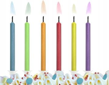 PartyDeco Rojstnodnevne svečke Colorful Flames, mešane, 6 kosov.