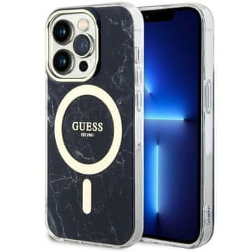 Guess Ovitek Guess Marble MagSafe za iPhone 14 Pro Max, črn