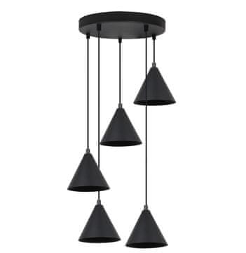 shumee Viseča svetilka Soho črne barve, 5 žarnic, 14 cm, E14