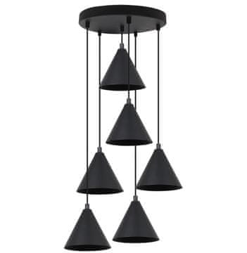 shumee Viseča svetilka Soho črne barve, 6 žarnic, 14 cm, E14