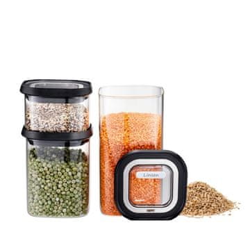 Gefu Pravokotni set Gefu G-12807, 1.4 L, črna/prozorna, 3 kosi