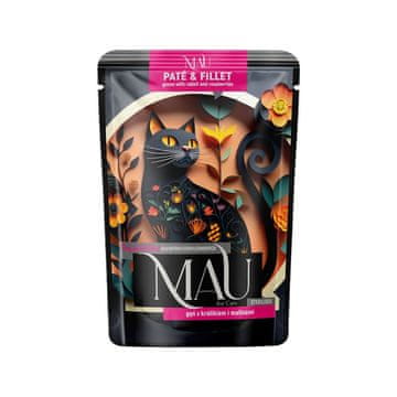slomart MAU Pate & Fillet Mokra hrana za sterilizirane mačke, gos z zajcem in malinami, 85g