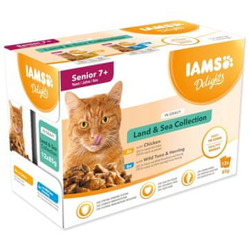 IAMS IAMS Delights Senior Kopno & Morje v omaki - mokra hrana za mačke - 12 x 85 g