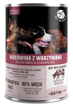PET PTR PET REPUBLIC Govedina z zelenjavo za srednje in velike pse - mokra hrana - 1250g