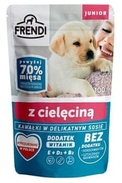 Junior FRENDI Junior Pieces v nežni omaki z govedino - Mokra hrana za pse - 100 g