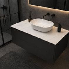 shumee HPL pult za omarico za umivalnik 50 cm 50x35,5 cm Calacatta z luknjami