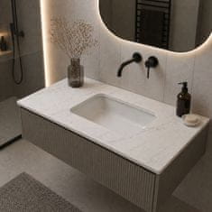 shumee HPL pult za omarico za umivalnik 50 cm 50x35,5 cm Calacatta z luknjami