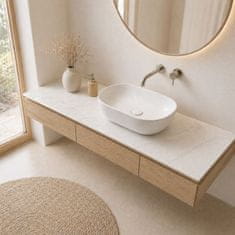 shumee HPL pult za omarico za umivalnik 50 cm 50x35,5 cm Calacatta z luknjami