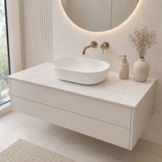 shumee HPL pult za omarico za umivalnik 50 cm 50x35,5 cm Calacatta z luknjami