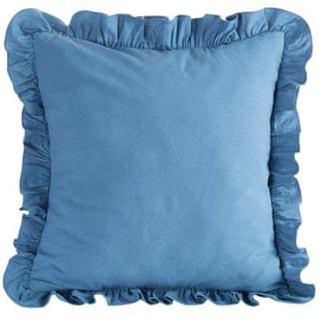 Eurofirany Prevleka za vzglavnik z volančki 45x45 cm, temno modra, bombažna