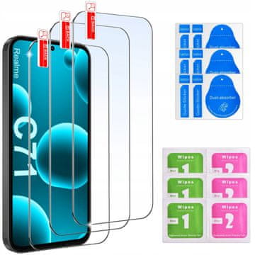 shumee 3x kaljeno steklo 9H za Realme C71 / Realme C67, komplet 3 kosov