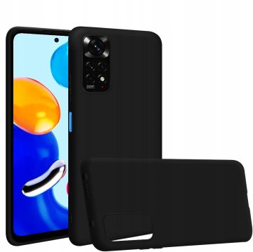 shumee Ovitek za Redmi Note 11 4G 11S mat črn silikonski tanek + steklo