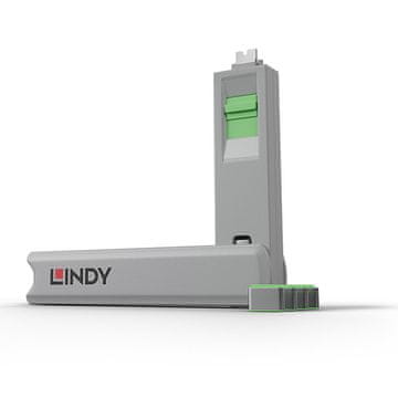 Lindy 40426 ključavnica za vrata USB-C + ključ, zelena, 5 kosov