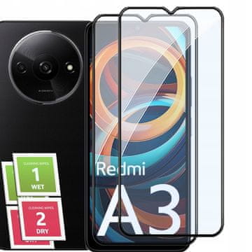 shumee 2x kaljeno steklo za Xiaomi Redmi A3 4G celozaslonski 5D steklo