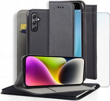 shumee Ovitek za Samsung Galaxy A56 5G/A36 5G z magnetom, črn + steklo
