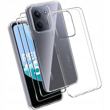 shumee Ovitek za hrbet prozoren za Xiaomi Redmi 15C/15C 5G + 2x steklo